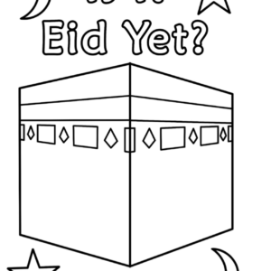 Kaaba and stars colouring in sheet