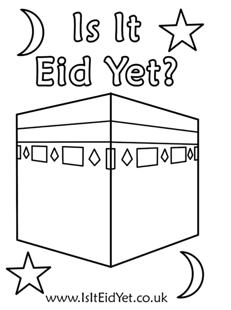 Kaaba and stars colouring in sheet