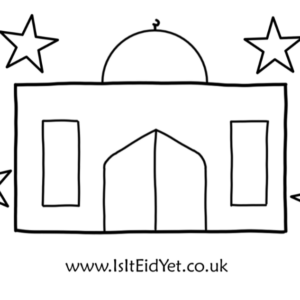 Mosque and stars colouring in sheet